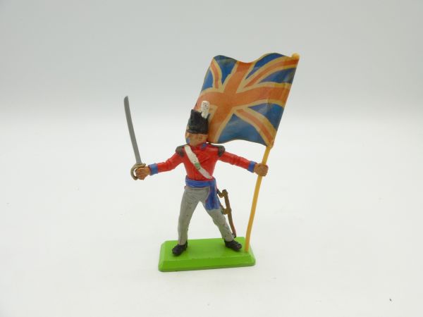 Britains Deetail Waterloo Britischer Soldat mit Säbel + Fahne - bespielt