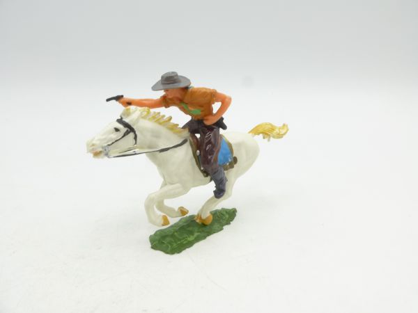 Elastolin 4 cm Cowboy zu Pferd mit Pistole, Nr. 6992 - ladenneu