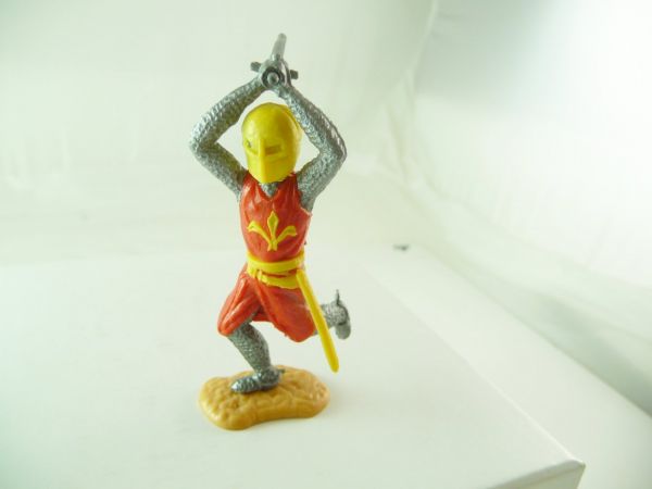 Timpo Toys Medieval knight variation, orange-red/yellow, ambidextrous over head