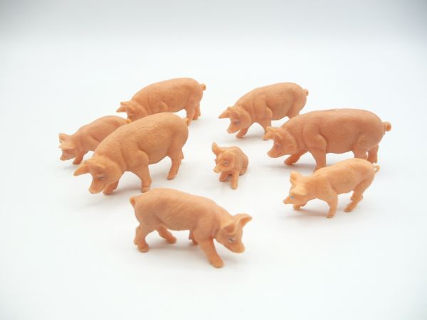VEB Plaho Gruppe Schweine + Ferkel (8 Figuren)
