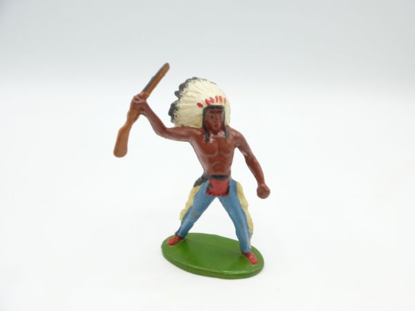 Merten Indianer stehend, Gewehr hochhaltend - frühe Figur 1. Version