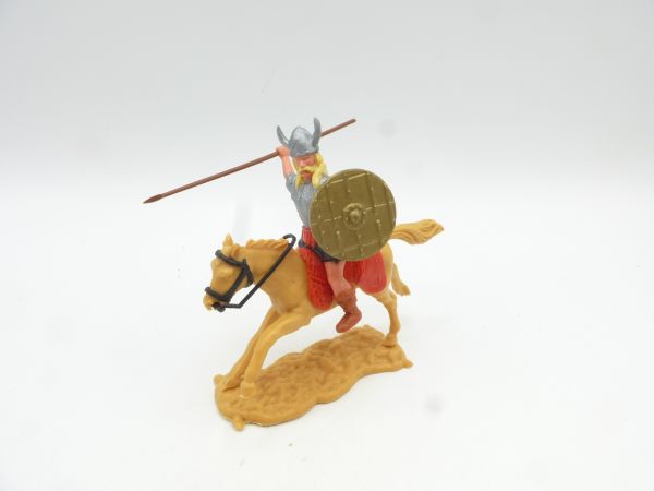 Timpo Toys Viking on horseback with spear + golden original shield
