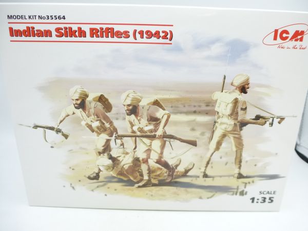 ICM 1:35 Indian Sikh Rifles (1942), Nr. 35564 - OVP, Teile am Guss