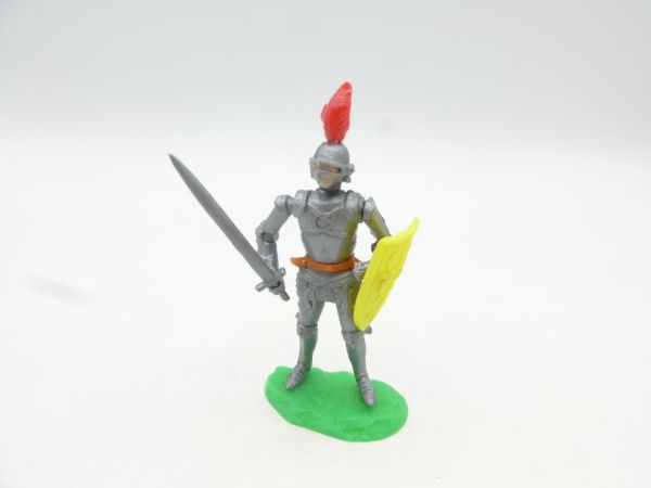 Elastolin 5,4 cm Ritter stehend mit Schwert + Schild (gelb/rotes Schild)