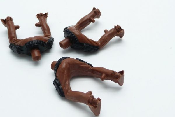 Timpo Toys 3 riding Cowboy / Mexican lower parts in dark-brown