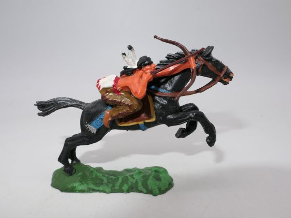 Elastolin 4 cm Indianer seitlich am Pferd, Nr. 6847 - tolle Sammlerbemalung
