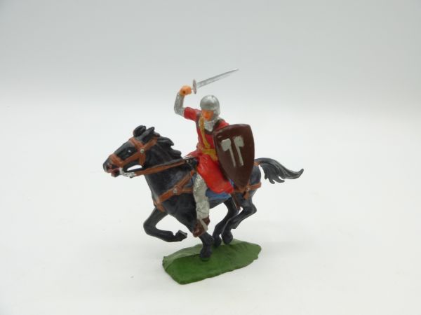Elastolin 4 cm Norman with sword on horseback, No. 8857 - beautiful figure