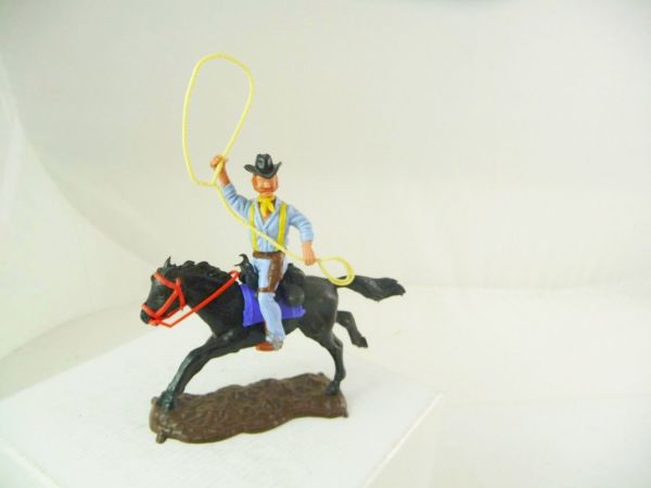 Timpo Toys Cowboy 4th version riding with lasso - great colour combination