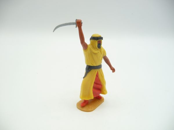 Timpo Toys Arab standing with scimitar (yellow, red inner robe)