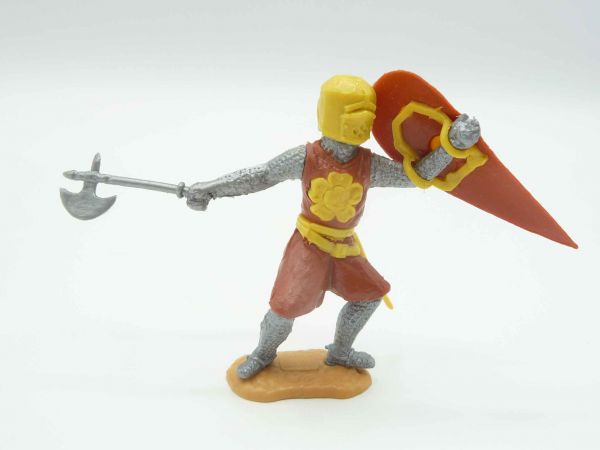 Timpo Toys Medieval knight brown/yellow with battleaxe + shield