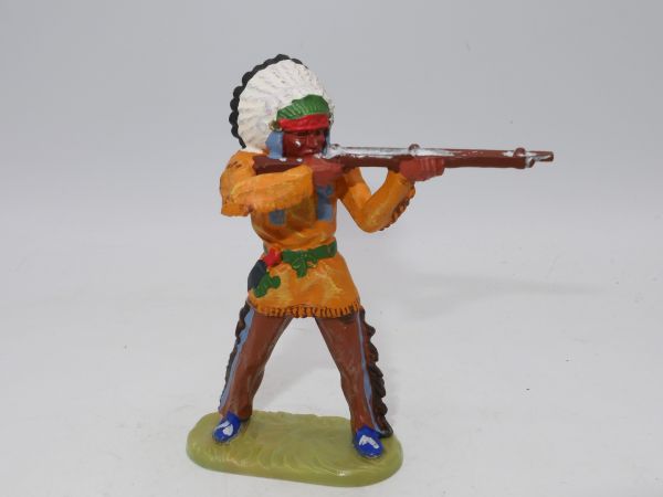 Elastolin 7 cm Indianer stehend, Gewehr schießend, Nr. 6840 - tolle Bemalung