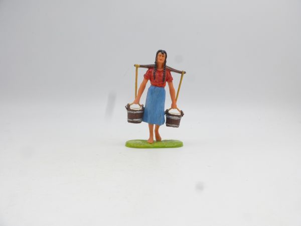 Elastolin 7 cm Woman with 2 buckets, No. 9658