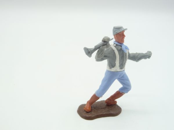 Timpo Toys Confederate Army soldier 2nd version standing with trumpet - nice base plate