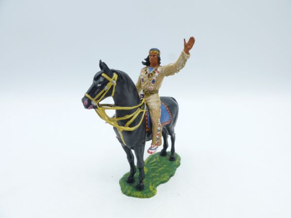 Elastolin 7 cm Winnetou on horseback, hand on top - great modification