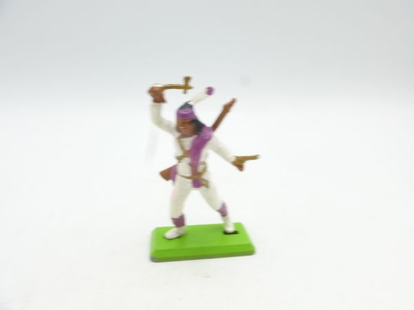 Britains Deetail Apache with tomahawk + pistol, white/purple - one pin missing