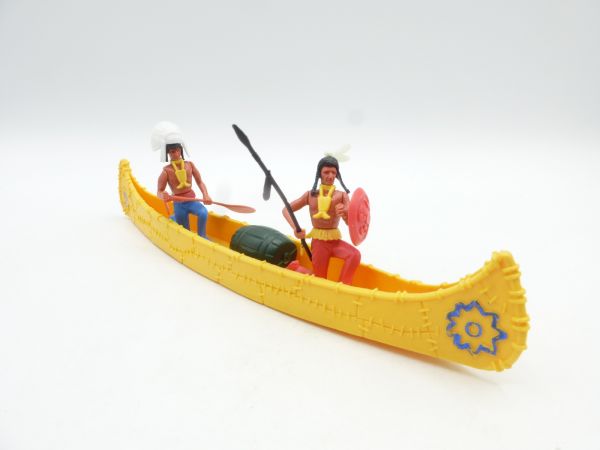 Plasty Indian canoe yellow with 2 Indians