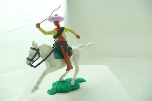 Timpo Toys Mexikaner reitend mit Peitsche, gelb/rot - schöner Hut