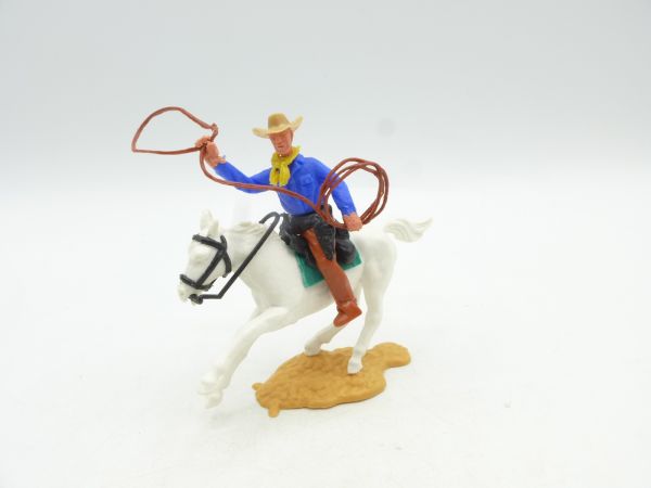 Timpo Toys Cowboy 2nd version riding with beautiful brown lasso