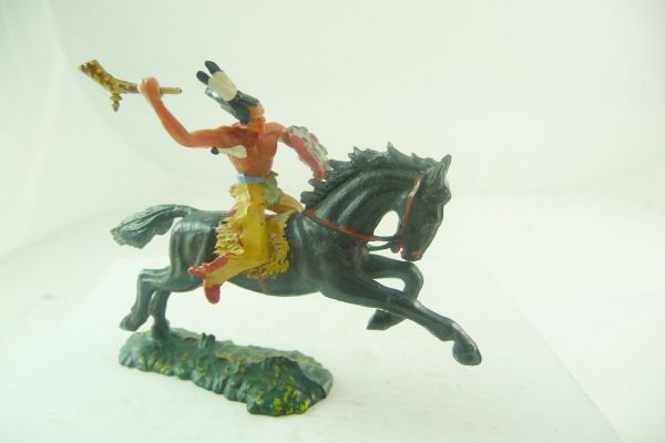 Elastolin 4 cm Indianer zu Pferd mit Keule, Nr. 6852 - sehr guter Zustand