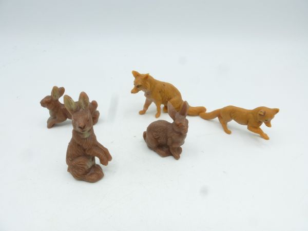 VEB Plaho Forest animals (hares, foxes), 5 pieces