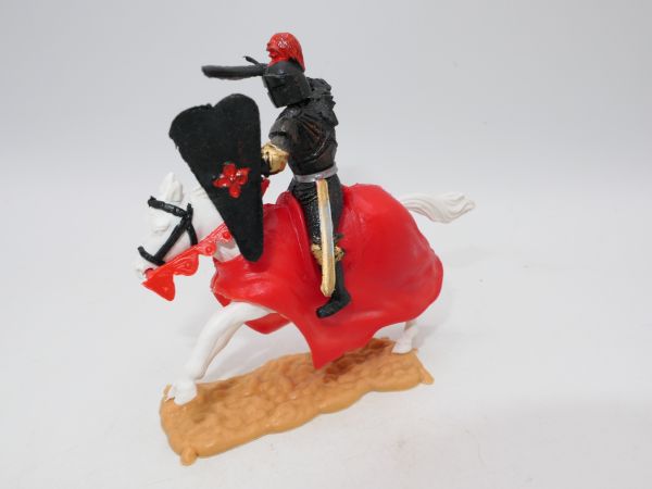 Timpo Toys Black knight on horseback with sword - collector's painting
