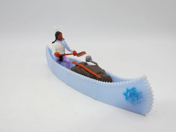 Timpo Toys Kanu mit Indianer + Ladung (babyblau) - extrem selten