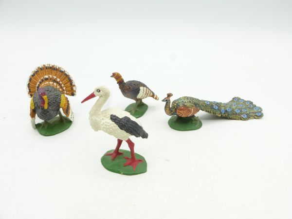 Elastolin Peacock, turkey, stork, turkey hen - in original bag