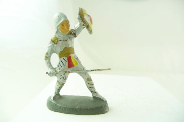 Elastolin Composition Knight defending with shield, jabbing with sabre