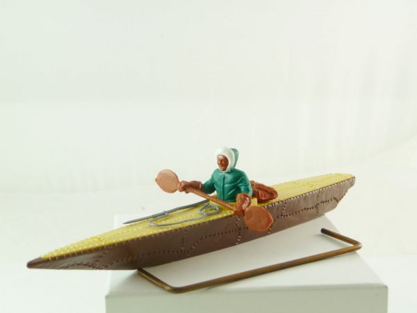 Timpo Toys Eskimo kayak in rare brown/yellow - top condition