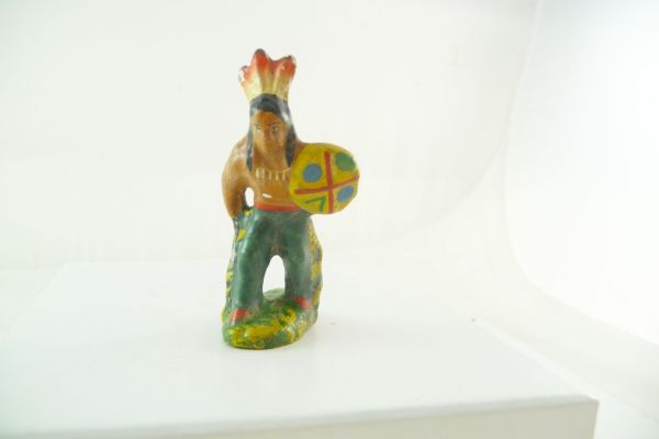PGH Effelder Indianer mit Tomahawk + Schild, Größe ca. 6 cm - schöne Bemalung