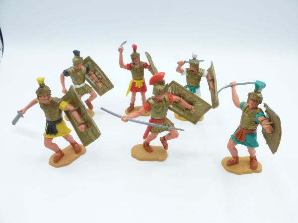 Timpo Toys Set of Romans on foot (6 figures) - shield loops ok