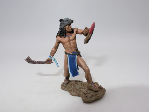 Indian with animal mask, club + shield (6 cm), suitable for Hobby & Work