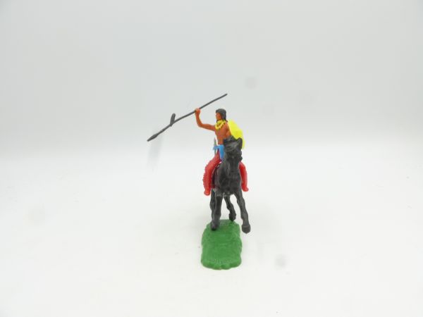 Elastolin 5,4 cm Indianer reitend mit Speer + Schild (+ 2 weitere Waffen)