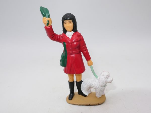 Preiser 7 cm Mädchen mit Hund, winkend (7 cm Größe)