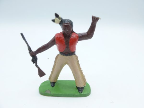 Indianer, Gewehr seitlich, Arm oben, rosa Hose (5,4 - 6 cm Größe)