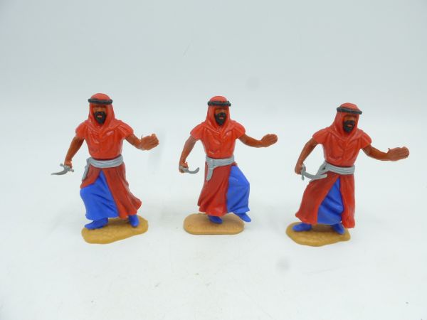 Timpo Toys 3 verschiedene Araber stehend mit Krummdolch, rot