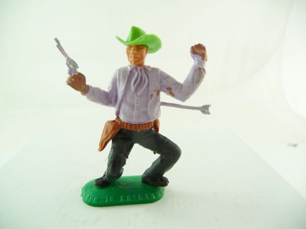 Timpo Toys Cowboy 1. Version, von Pfeil getroffen, flieder - toller Hut