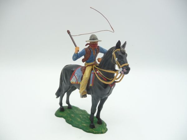 Elastolin 7 cm Bandit on horseback with whip, No. 7001 - great modification