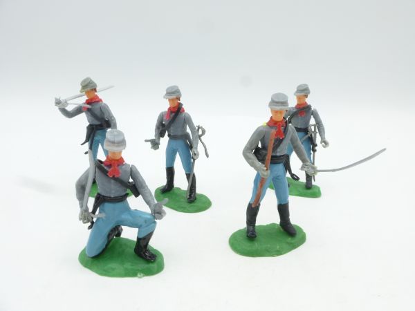 Elastolin 5,4 cm Nice set of Confederate Army soldiers on foot (5 figures)
