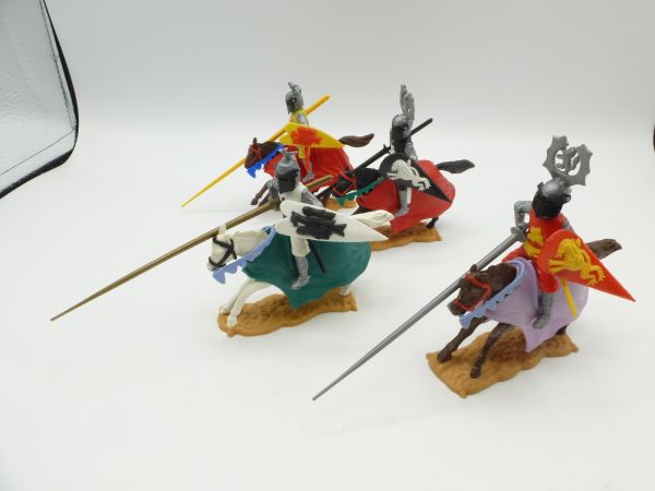 Timpo Toys 4 different tournament knights on horseback