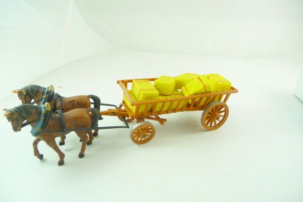 Elastolin soft plastic Carriage, two-horse carriage with hay bales (10 pcs.)