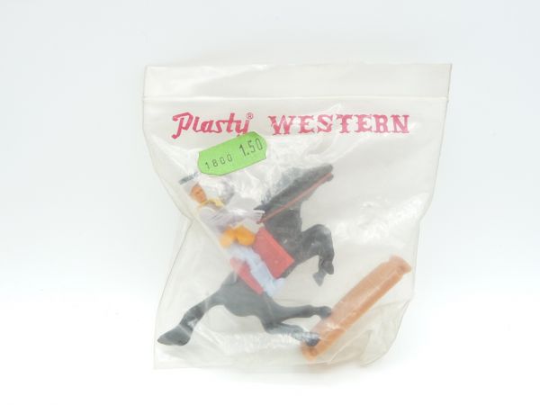 Plasty Confederate Army soldier on horseback with rifle + pistol - brand new in original sales bag