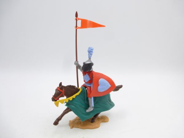 Timpo Toys Visor knight riding, red/light blue with flag