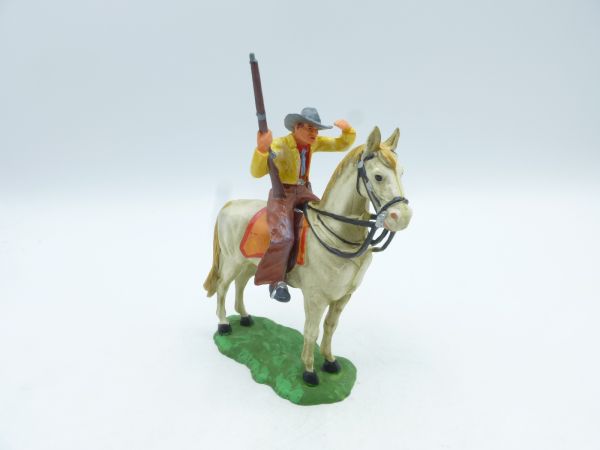 Elastolin 7 cm Cowboy zu Pferd, spähend, Nr. 6994 - sehr schöne Figur