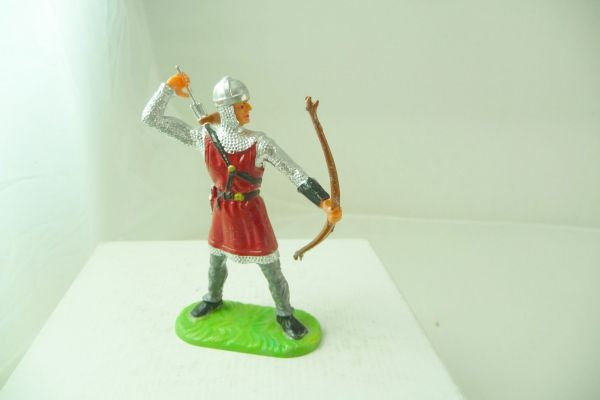 Elastolin 7 cm Ougen Bogenschütze, Pfeil nehmend, Nr. 8642, rot - tolle Figur