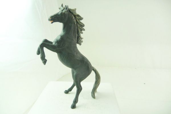 Elastolin 7 cm Pferd aufgebäumt, schwarz - tolle Figur