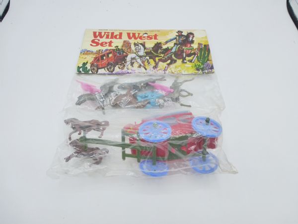 Wild West Set, stagecoach + riding Indians - orig. packaging, unused
