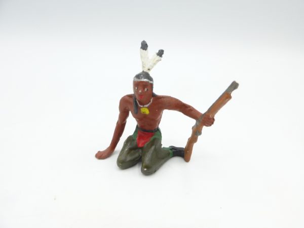 Merten Indianer sitzend, Gewehr seitlich - seltene Figur