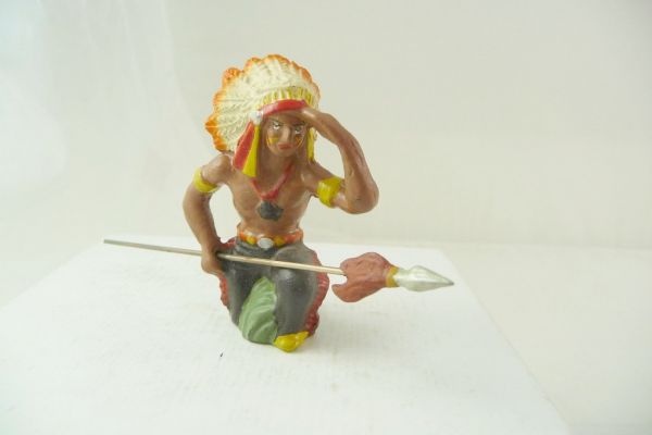 Leyla Indian peering with spear - great painting, very good condition