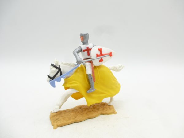 Timpo Toys Kreuzritter 2. Version reitend mit Schwert vor dem Körper
